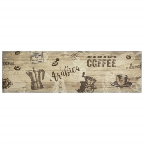 Keukenmat wasbaar koffieprint 45x150 cm fluweel bruin 2