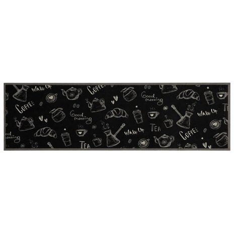 Keukenmat wasbaar ochtendprint 45x150 cm fluweel zwart 2