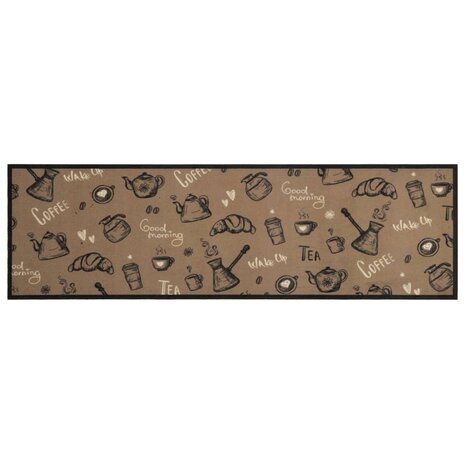 Keukenmat wasbaar ochtendprint 45x150 cm fluweel bruin 2