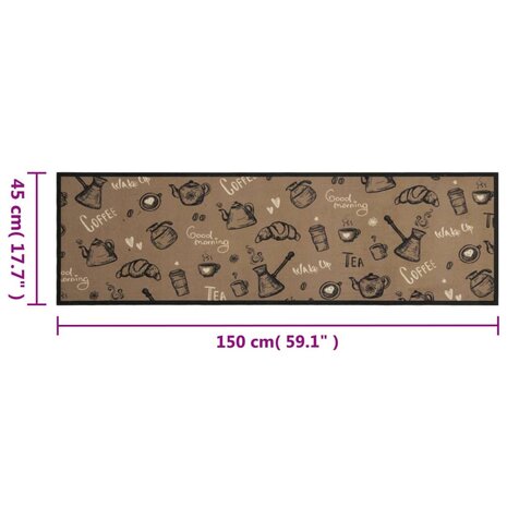 Keukenmat wasbaar ochtendprint 45x150 cm fluweel bruin 5