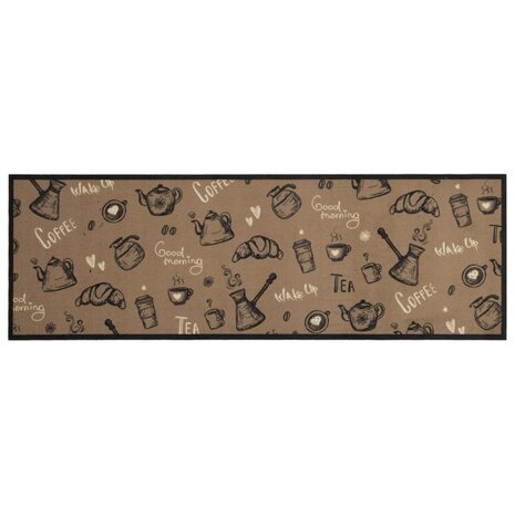 Keukenmat wasbaar ochtendprint 60x180 cm fluweel bruin 2