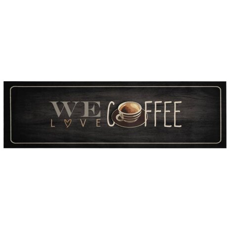 Keukenmat wasbaar koffietekst 45x150 cm fluweel 2