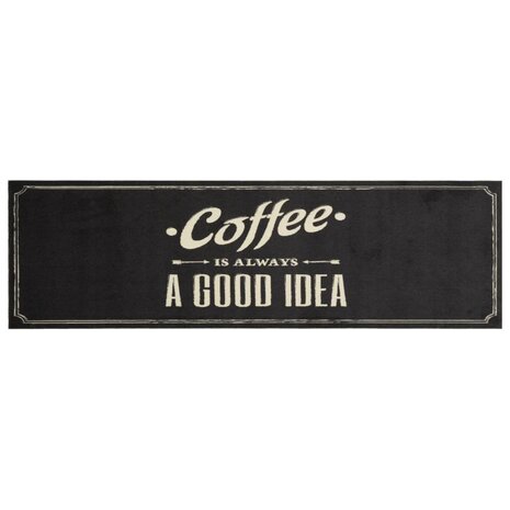 Keukenmat wasbaar koffietekst 45x150 cm fluweel 2