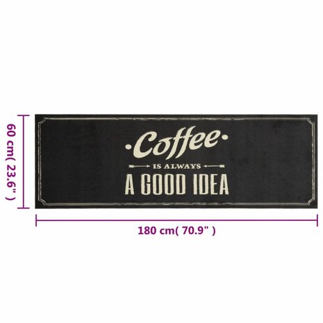 Keukenmat wasbaar koffietekst 60x180 cm fluweel 5