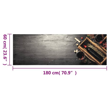 Keukenmat wasbaar wijnflesprint 60x180 cm fluweel 5