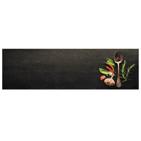 Keukenmat wasbaar kruidenprint 45x150 cm fluweel 2