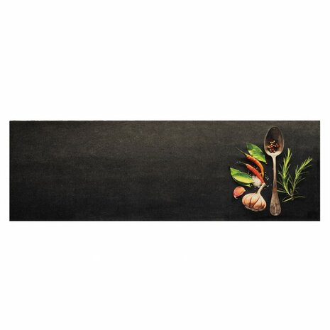 Keukenmat wasbaar kruidenprint 60x180 cm fluweel 2