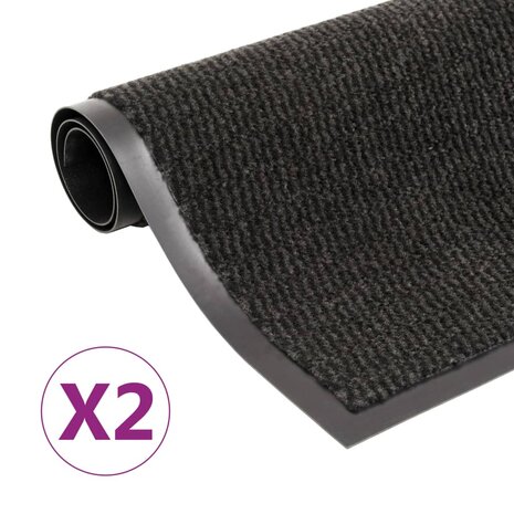 Droogloopmatten 2 st rechthoekig getuft 80x120 cm zwart 1