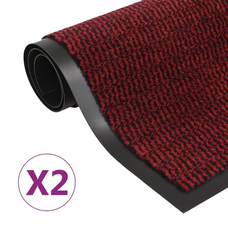Droogloopmatten 2 st rechthoekig getuft 80x120 cm rood 1