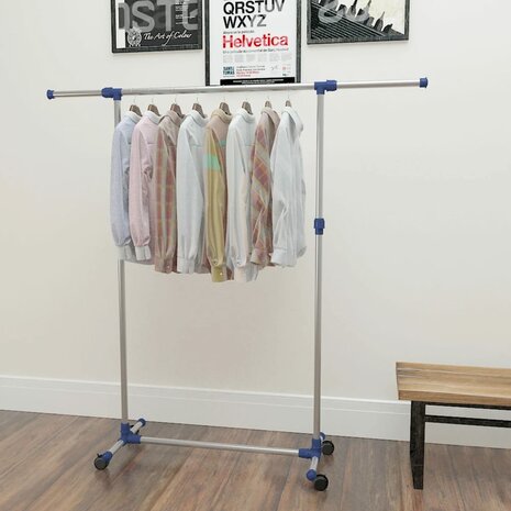 Kledingrek verstelbaar 165x44x150 cm roestvrij staal zilver 1