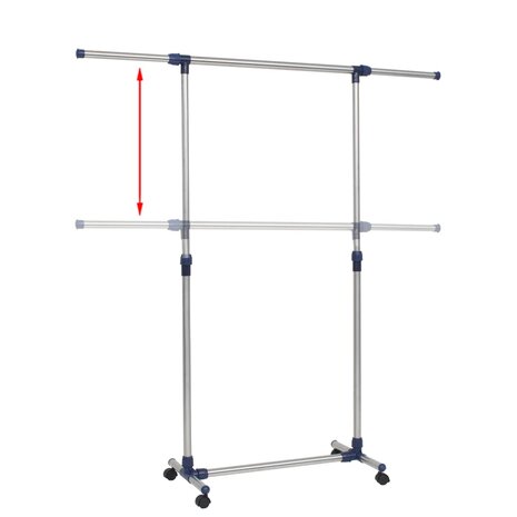 Kledingrek verstelbaar 165x44x150 cm roestvrij staal zilver 3