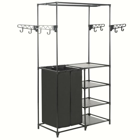 Kledingrek 87x44x158 cm staal en ongeweven stof zwart 1