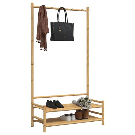 Kledingrek met schappen 103x40x183 cm bamboe 4
