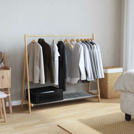Kledingrek met schappen 106x34x102 cm bamboe 2