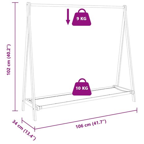 Kledingrek met schappen 106x34x102 cm bamboe 9