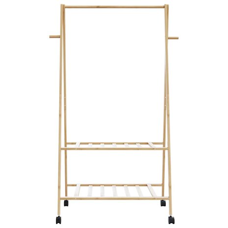 Kledingrek met schappen en wielen 96x45,5x155,5 cm bamboe 4