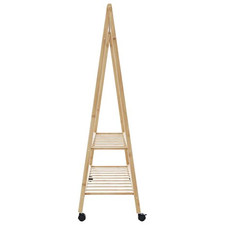 Kledingrek met schappen en wielen 132x45,5x155,5 cm bamboe 5