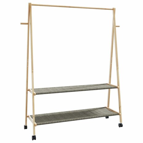 Kledingrek met schappen en wielen 132x45,5x155,5 cm bamboe 6
