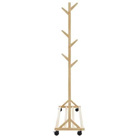 Kledingrek met haken en wielen 100x35x157 cm bamboe 5