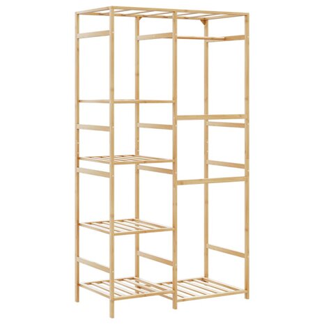 Kledingrek met schappen 100x50x184,5 cm bamboe 5
