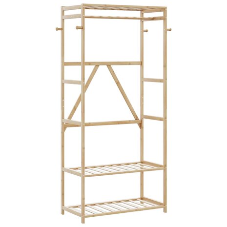 Kledingrek met schappen 80x40x175 cm bamboe 1