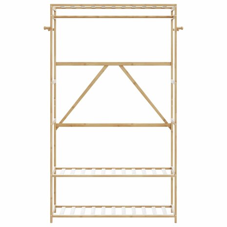 Kledingrek met schappen 110x40x175 cm bamboe 3
