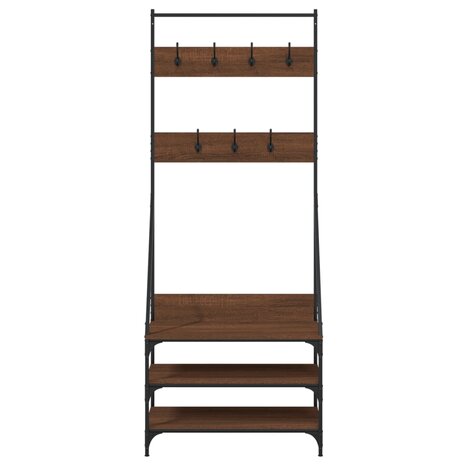 Kledingrek met schoenenrek 72x34x184 cm bruin eikenkleur 4