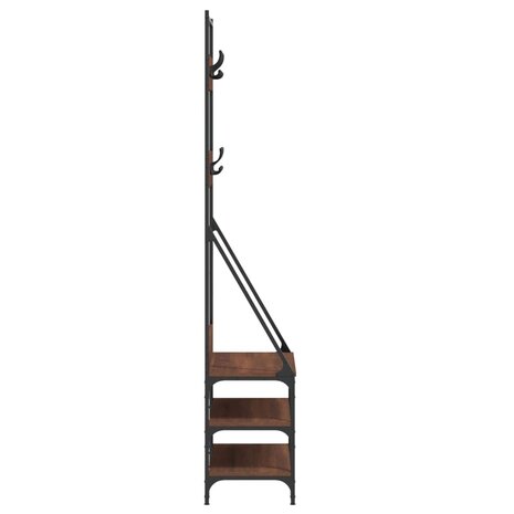 Kledingrek met schoenenrek 72x34x184 cm bruin eikenkleur 5