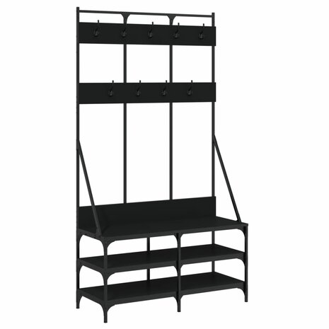 Kledingrek met schoenenrek 100x40x184 cm zwart 2