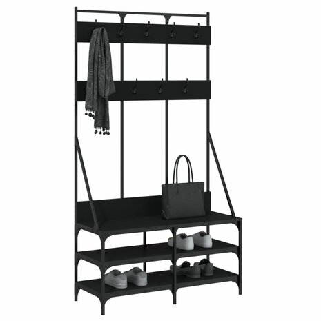 Kledingrek met schoenenrek 100x40x184 cm zwart 3