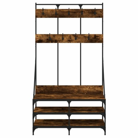 Kledingrek met schoenenrek 100x40x184 cm gerookt eikenkleurig 4