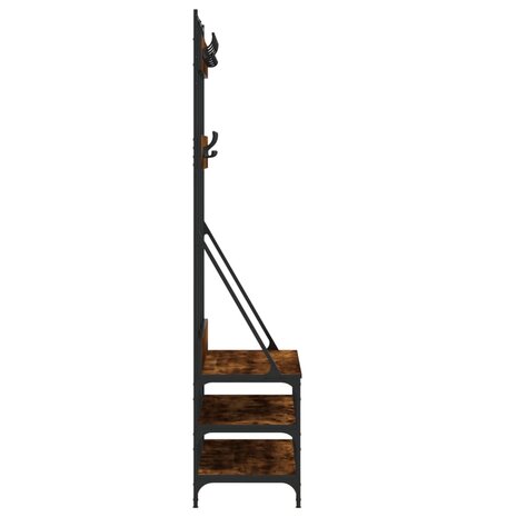 Kledingrek met schoenenrek 100x40x184 cm gerookt eikenkleurig 5