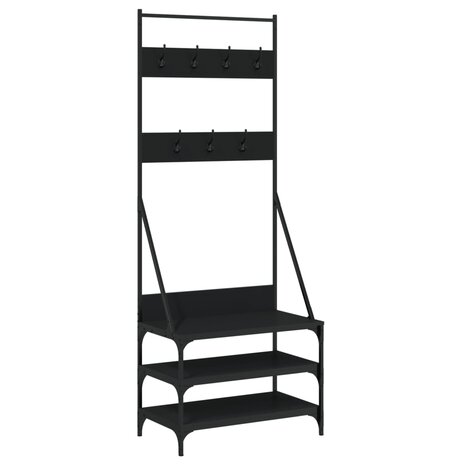 Kledingrek met schoenenrek 70x40x184 cm zwart 2