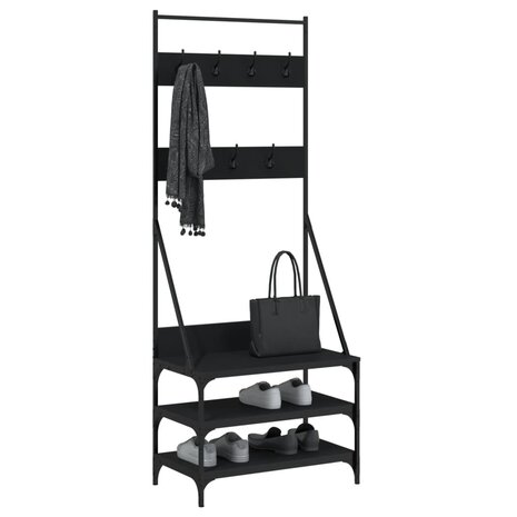 Kledingrek met schoenenrek 70x40x184 cm zwart 3
