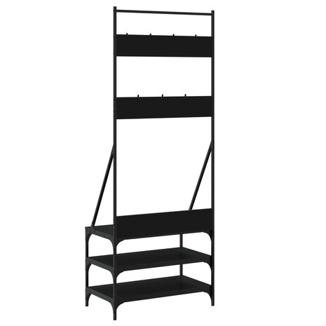 Kledingrek met schoenenrek 70x40x184 cm zwart 6