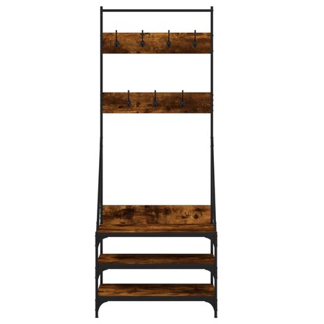Kledingrek met schoenenrek 70x40x184 cm gerookt eikenkleurig 4