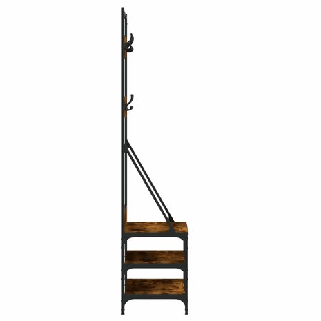 Kledingrek met schoenenrek 70x40x184 cm gerookt eikenkleurig 5