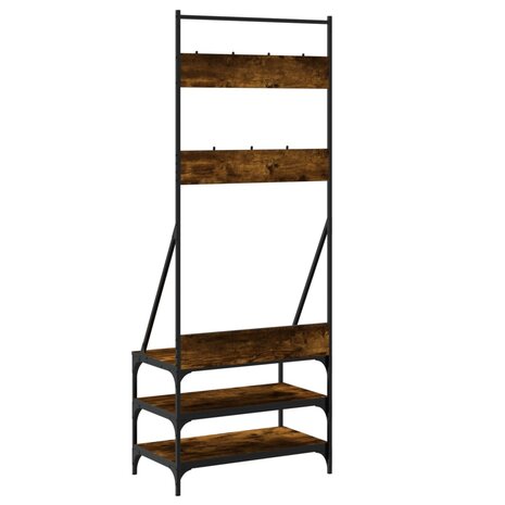 Kledingrek met schoenenrek 70x40x184 cm gerookt eikenkleurig 6