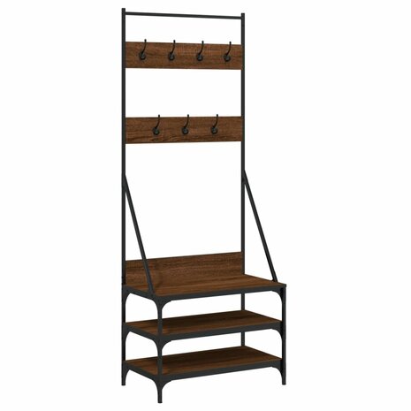 Kledingrek met schoenenrek 70x40x184 cm bruin eikenkleur 2