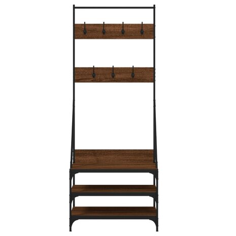 Kledingrek met schoenenrek 70x40x184 cm bruin eikenkleur 4