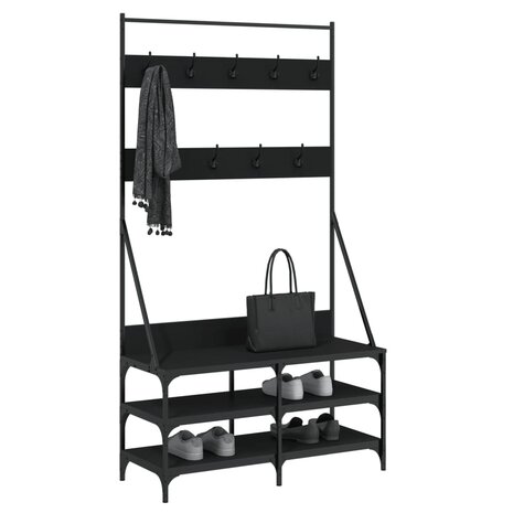 Kledingrek met schoenenrek 100x40x184 cm zwart 3