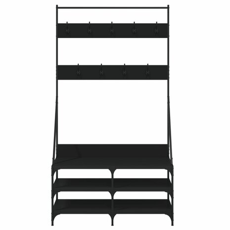 Kledingrek met schoenenrek 100x40x184 cm zwart 4