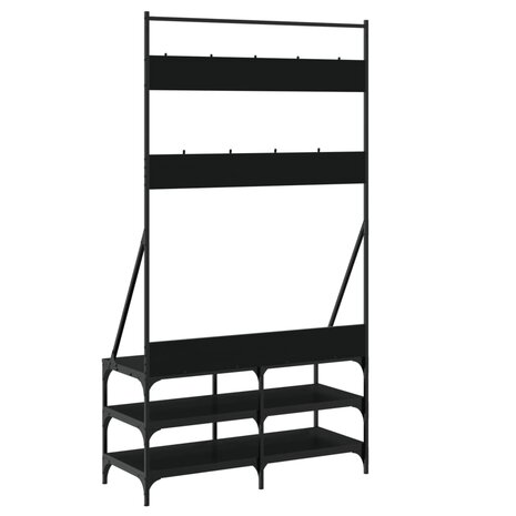 Kledingrek met schoenenrek 100x40x184 cm zwart 6