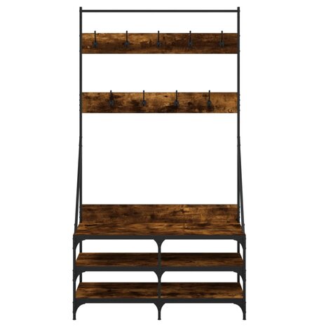 Kledingrek met schoenenrek 100x40x184 cm gerookt eikenkleurig 4