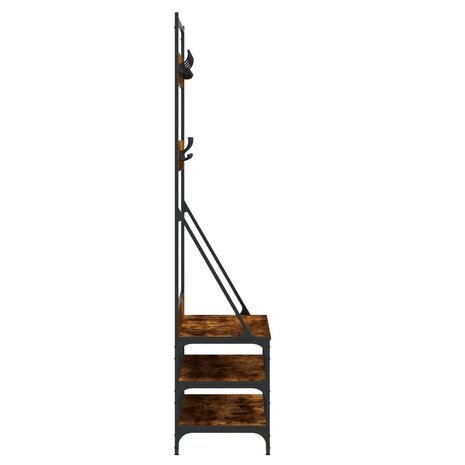 Kledingrek met schoenenrek 100x40x184 cm gerookt eikenkleurig 5