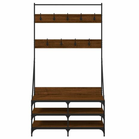 Kledingrek met schoenenrek 100x40x184 cm bruin eikenkleur 4