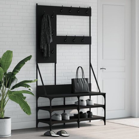 Kledingrek met schoenenrek 100x40x184 cm zwart 1
