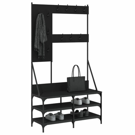 Kledingrek met schoenenrek 100x40x184 cm zwart 3
