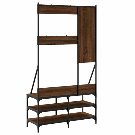 Kledingrek met schoenenrek 100x40x184 cm bruin eikenkleur 6