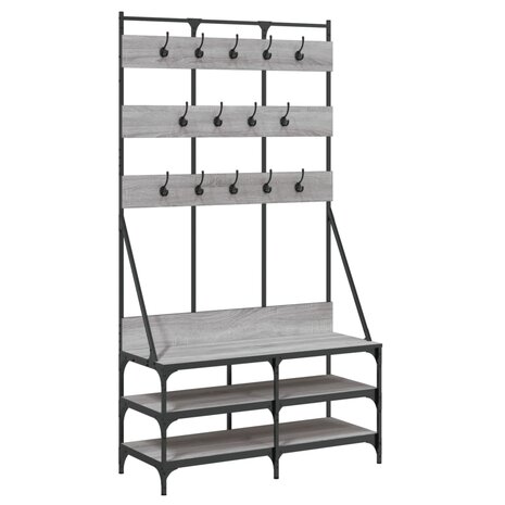 Kledingrek met schoenenrek 100x40x184cm grijs sonoma eikenkleur 2